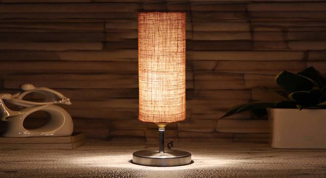 Beige Jute table lamp with Steel Base -48 (Beige) by Urban Ladder - - 