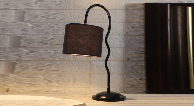 Black cotton Zig Zag Curvy  table lamp with Iron Base (SP24) (Black) by Urban Ladder - - 