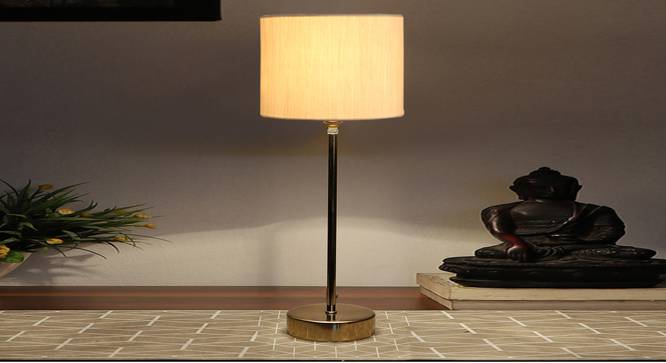 off-white cotton with  Metal Gold  Table Lamp (Beige) by Urban Ladder - - 