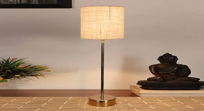 White Jute with  Metal Gold  Table Lamp (White) by Urban Ladder - - 