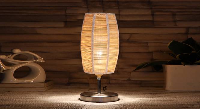 Dholak Bamboo table lamp with Steel Base =-39 (Beige) by Urban Ladder - - 