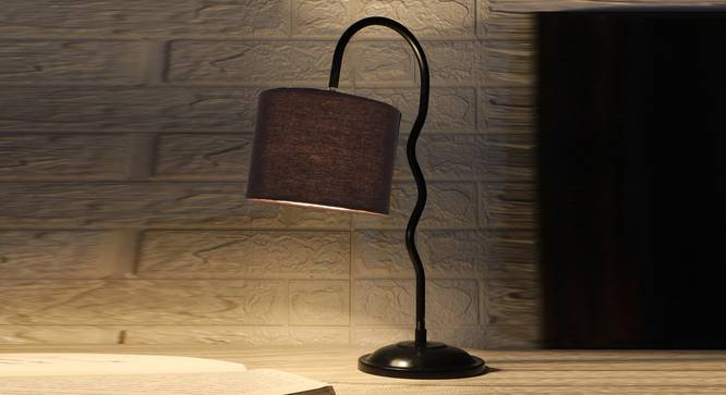 Black cotton Zig Zag Curvy  table lamp with Iron Base (SP24) (Black) by Urban Ladder - - 