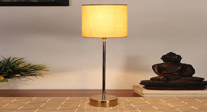 off-white cotton with  Metal Gold  Table Lamp (Beige) by Urban Ladder - - 