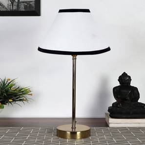 White and Black cotton with Metal Gold Table Lamp-image-47