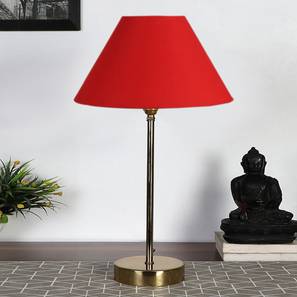 Red cotton Metal Gold Table Lamp-image-4