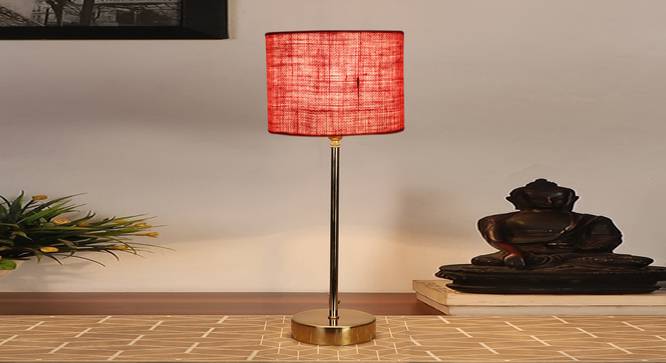 Pink Jute  with  Metal Gold  Table Lamp (Pink) by Urban Ladder - - 