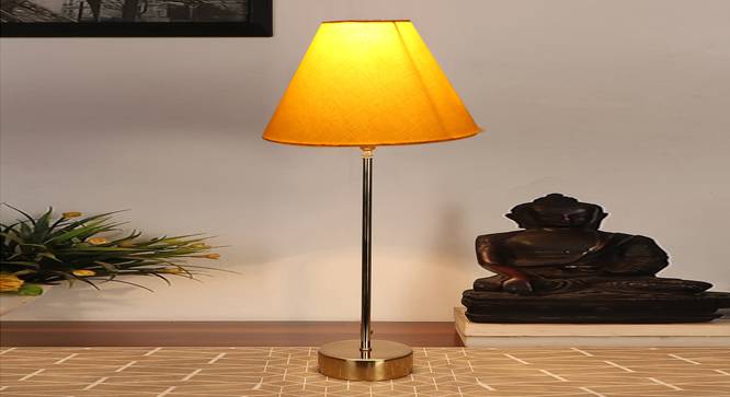 Yellow cotton  Metal Gold  Table Lamp (Yellow) by Urban Ladder - - 