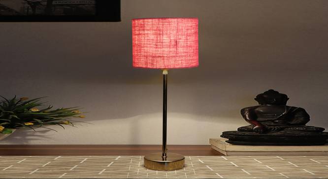 Pink Jute  with  Metal Gold  Table Lamp (Pink) by Urban Ladder - - 