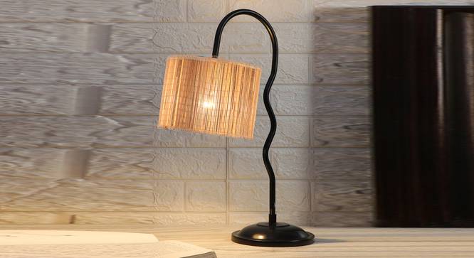 Round Bamboo  Zig Zag Curvy  Table lamp with Iron Base  (SP22) (Beige) by Urban Ladder - - 