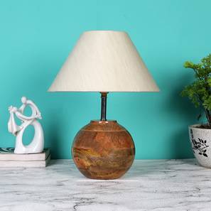 Table Lamps Design off-white cotton with  Natural Wood   Table Lamp (Beige)