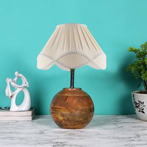Vintage cotton off-white with Natural Wood Table Lamp-image-3