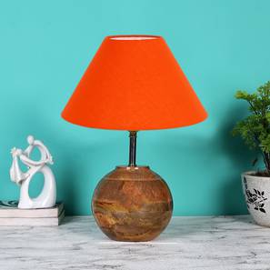 devansh Orange cotton with Natural Wood Table Lamp-picture-15