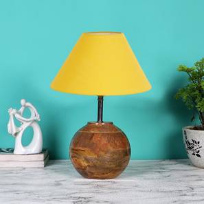 Yellow cotton with Natural Wood Table Lamp-image-24