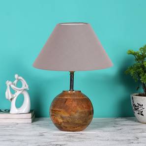 Table Lamps Design Grey cotton with  Natural Wood   Table Lamp (Grey)