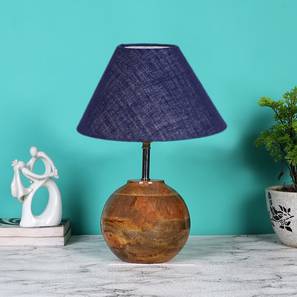 Blue Jute with Natural Wood Table Lamp-image-4