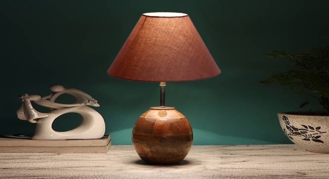Grey cotton with  Natural Wood   Table Lamp (Grey) by Urban Ladder - - 