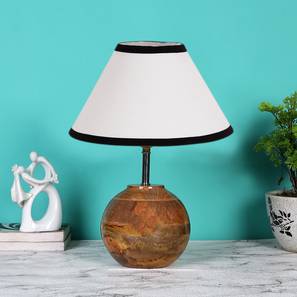 devansh White & Black cotton with Natural Wood Table Lamp-picture-22