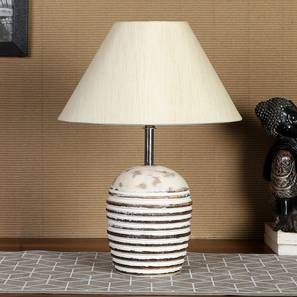 Table Lamps Design off-white cotton with  White Brushed Wood    Table Lamp (Beige)