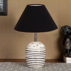 Home Decor In Hyderabad Design Black cotton with  White Brushed Wood    Table Lamp (Black)