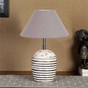 Table Lamps Design Grey cotton with  White Brushed Wood    Table Lamp (Grey)