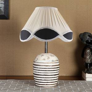 Vintage cotton Multicolor with White Brushed Wood Table Lamp-image-4
