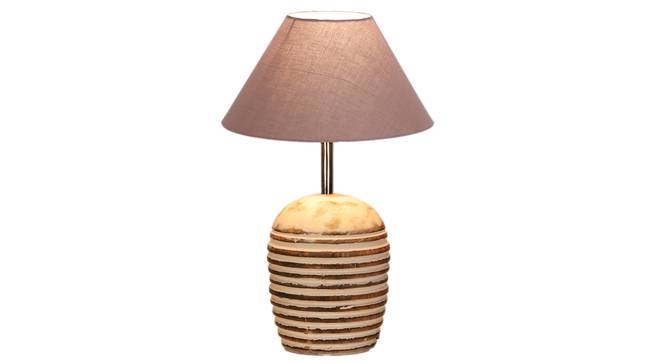Grey cotton with  White Brushed Wood    Table Lamp (Grey) by Urban Ladder - - 