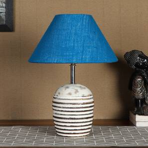 Turquoise Jute with White Brushed Wood Table Lamp-image-6
