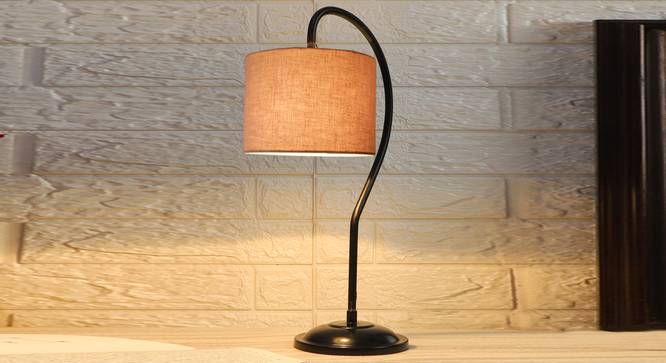 Grey cotton Curvy table lamp with Iron Base (SP06) (Grey) by Urban Ladder - - 