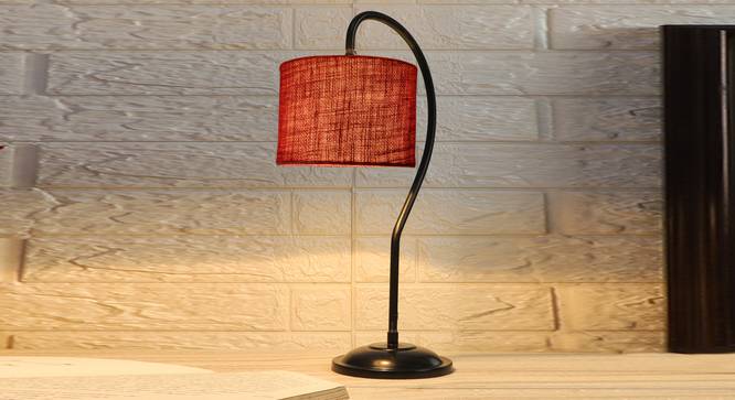 Maroon Jute  Curvy table lamp with Iron Base (SP11) (Red) by Urban Ladder - - 