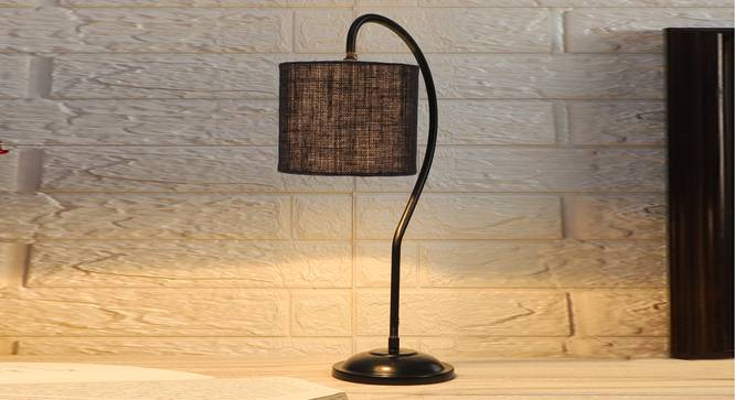 Black Jute  Curvy table lamp with Iron Base (SP18) (Black) by Urban Ladder - - 