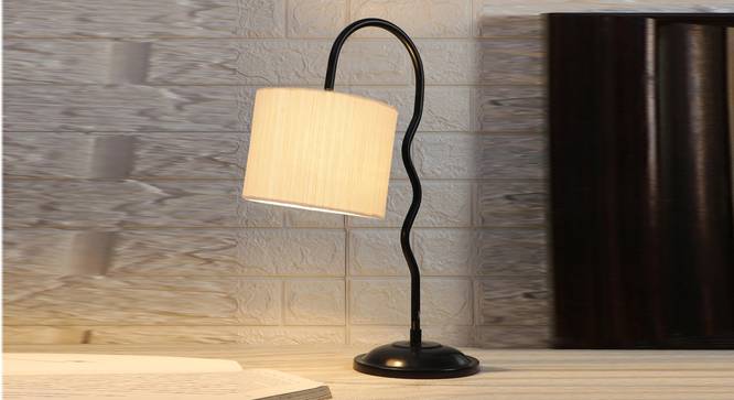 off-white cotton Zig Zag Curvy  table lamp with Iron Base (SP23) (Beige) by Urban Ladder - - 