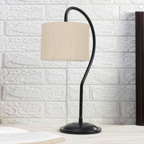 off-white cotton Curvy table lamp with Iron Base-image-1