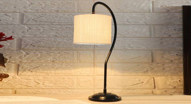 off-white cotton Curvy table lamp with Iron Base (SP01) (White) by Urban Ladder - - 
