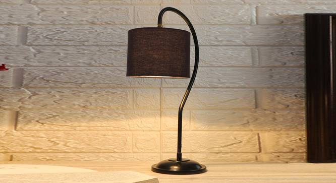 Black cotton Curvy table lamp with Iron Base (SP02) (Black) by Urban Ladder - - 