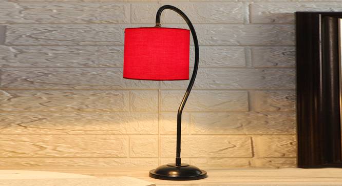 Red cotton Curvy table lamp with Iron Base (SP03) (Red) by Urban Ladder - - 