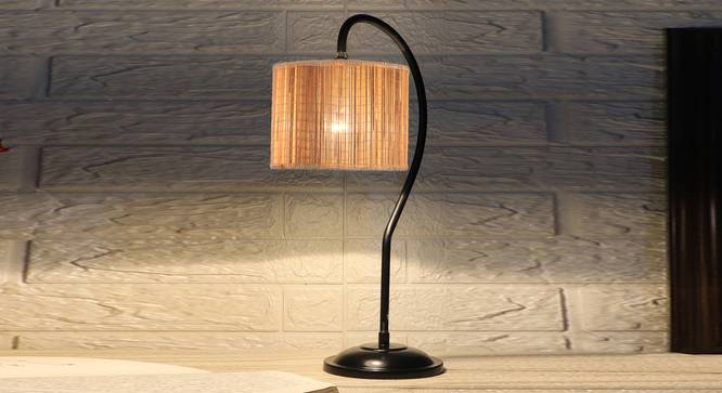 Round Bamboo Curvy Table lamp with Iron Base  (SP00) (Beige) by Urban Ladder - - 