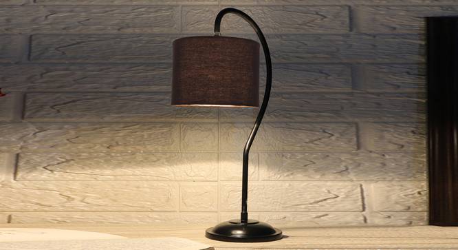 Black cotton Curvy table lamp with Iron Base (SP02) (Black) by Urban Ladder - - 