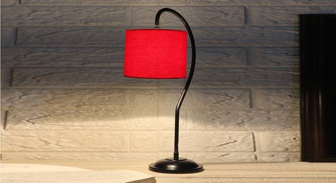 Red cotton Curvy table lamp with Iron Base (SP03) (Red) by Urban Ladder - - 
