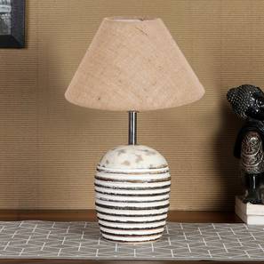 Home Decor In Hyderabad Design Beige Jute with  White Brushed Wood    Table Lamp (Beige)
