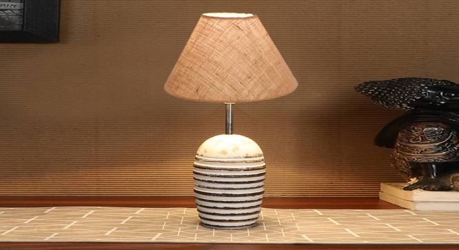 Beige Jute with  White Brushed Wood    Table Lamp (Beige) by Urban Ladder - - 