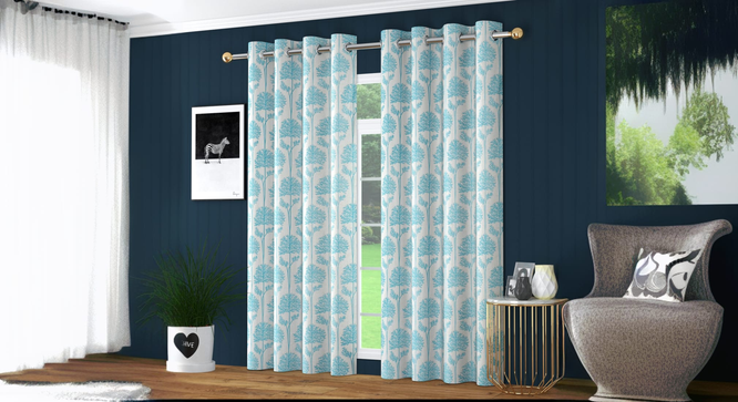 Solaris Pack of 2 Room Darkning Door Curtains (Blue) by Urban Ladder - - 