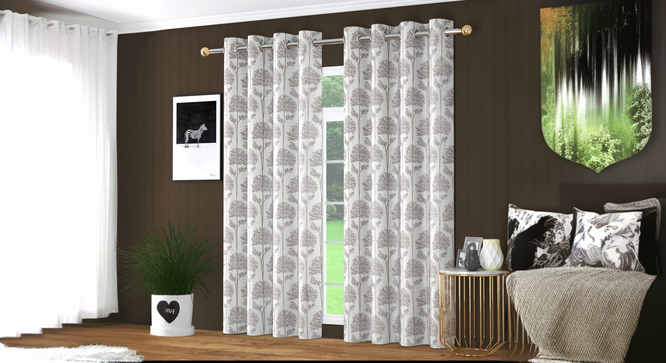 Solaris Pack of 2 Room Darkning Door Curtains (Beige) by Urban Ladder - - 