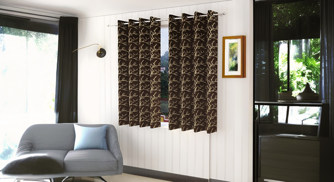 Dry Pack of 2 Blackout Door Curtain (Brown) by Urban Ladder - - 