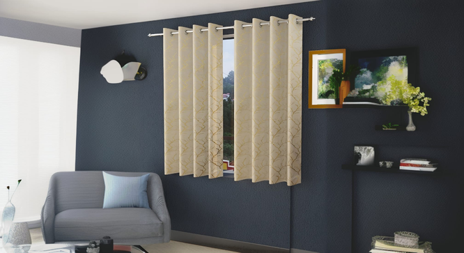 Dry Pack of 2 Blackout Door Curtain (Beige) by Urban Ladder - - 