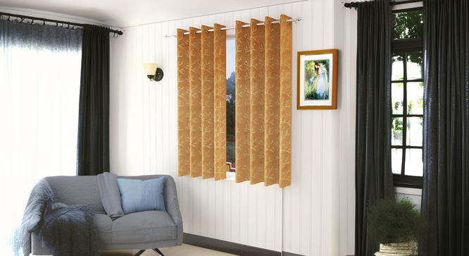 Dry Pack of 2 Blackout Door Curtain (Beige) by Urban Ladder - - 