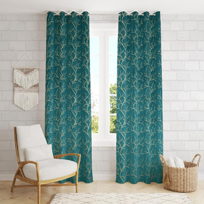 Home Linen In Noida Design Green Polyester Room Darkening Door Curtain