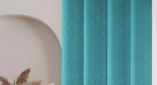 embo Pack of 2 Blackout Long Door Curtains (Blue) by Urban Ladder - - 