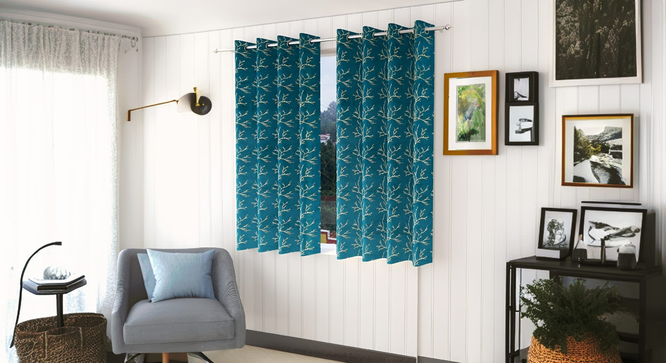 Dry Pack of 2 Blackout Door Curtain (Green) by Urban Ladder - - 