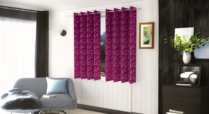 Dry Pack of 2 Blackout Door Curtain (Purple) by Urban Ladder - - 