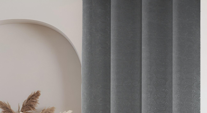 embo Pack of 2 Blackout Long Door Curtains (Grey) by Urban Ladder - - 